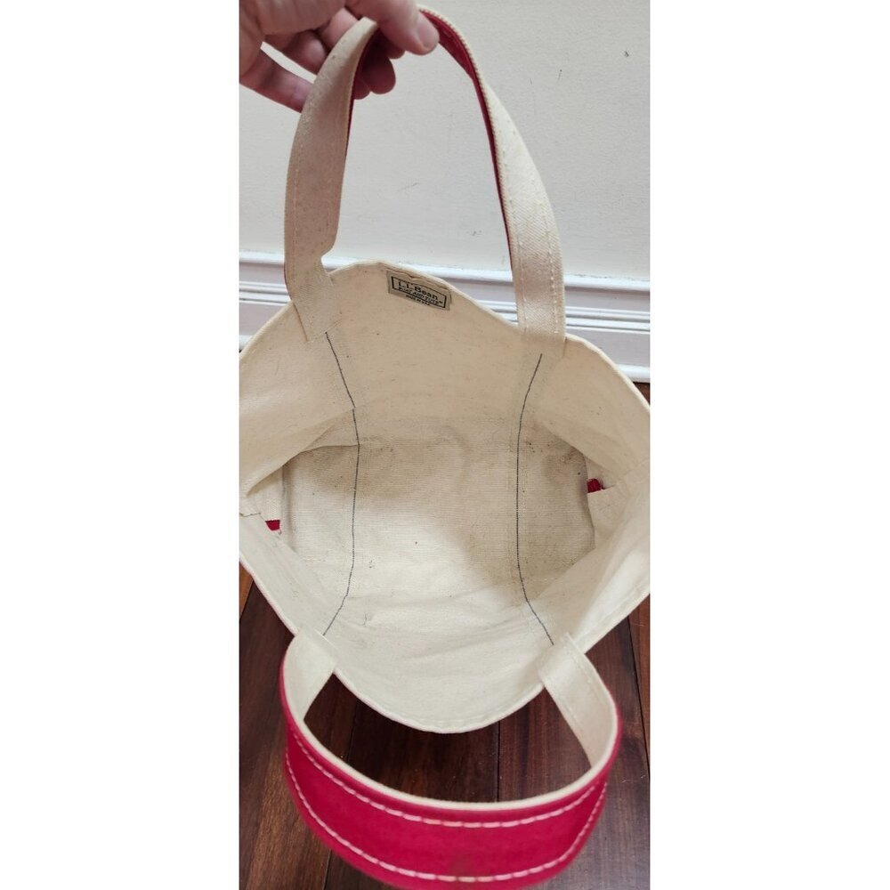 Vintage L.L.Bean Boat And Tote Canvas Bag Medium Red Trim Made In USA Classic - Picture 8 of 13